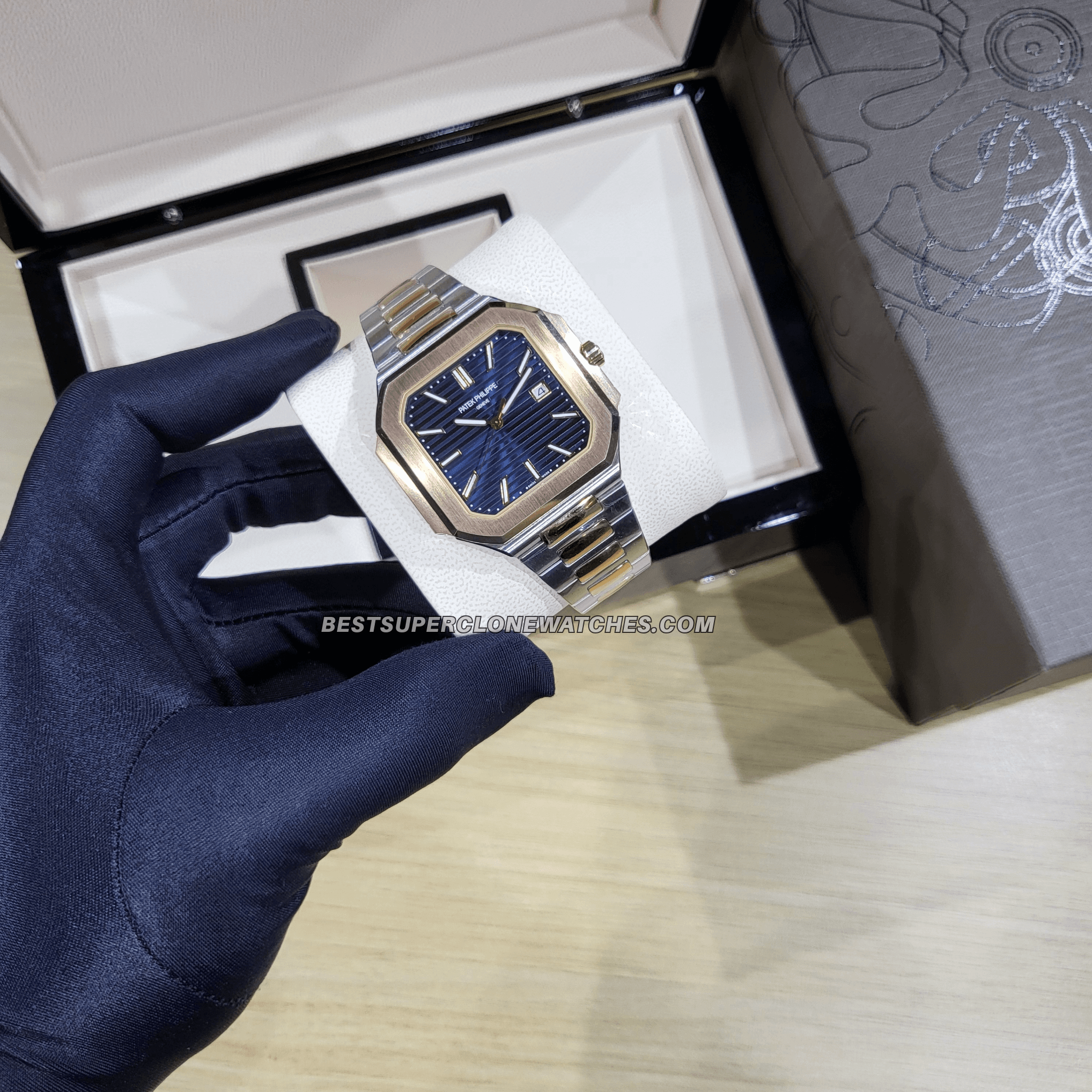 Patek Philippe Cubitus Dual Tone Sunburst Blue Dial 26-330 S C/430 Swiss Super Clone Watch Ref-5821/1AR-001