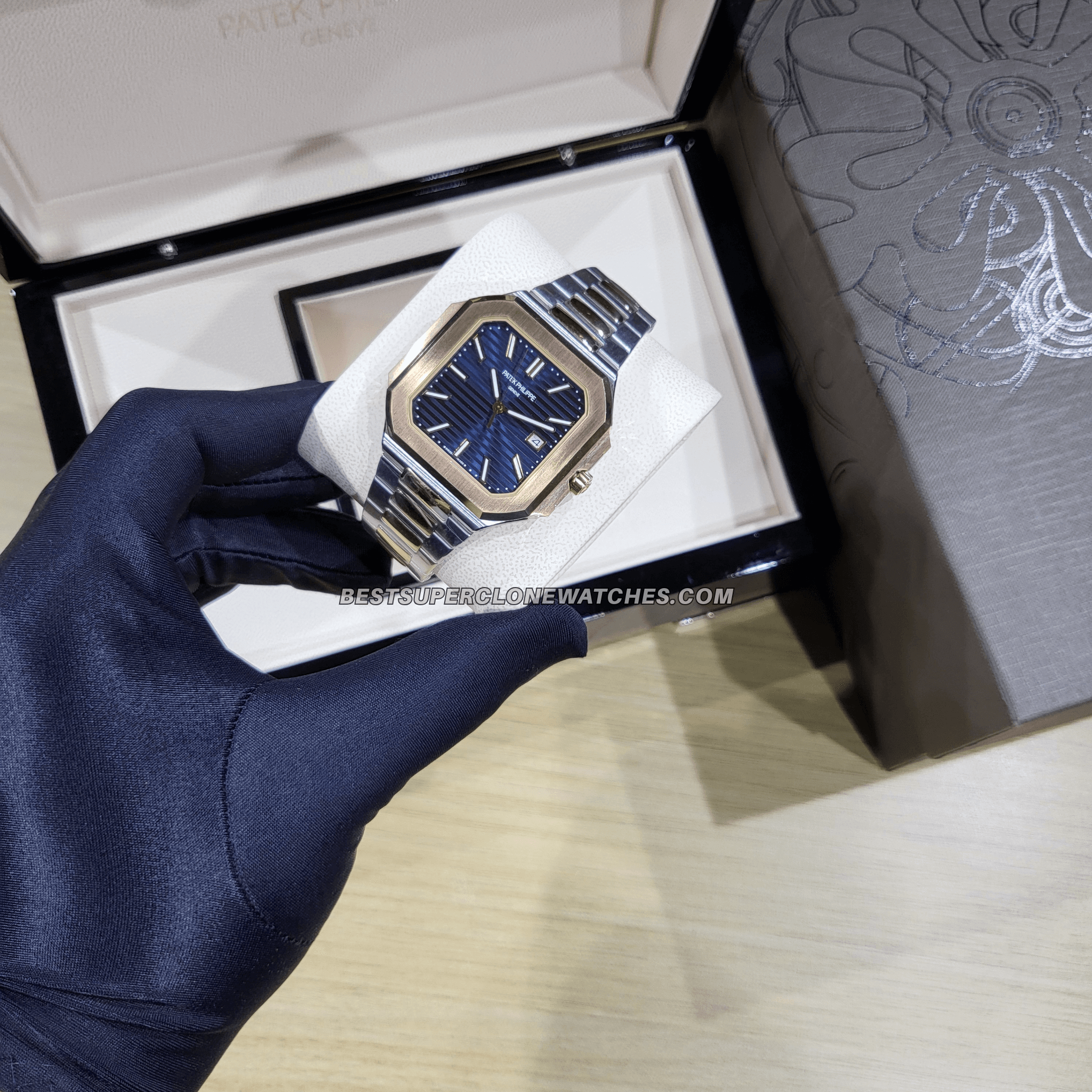 Patek Philippe Cubitus Dual Tone Sunburst Blue Dial 26-330 S C/430 Swiss Super Clone Watch Ref-5821/1AR-001 - Image 2