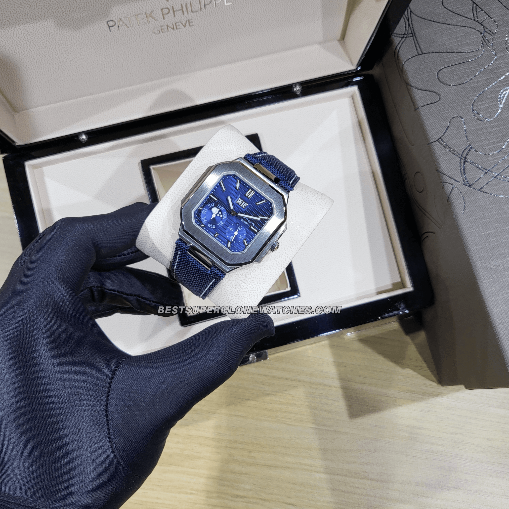 Patek Philippe Cubitus Dual Tone Sunburst Blue Dial 26-330 S C/430 Swiss Super Clone Watch Ref-5821/1AR-001 - Image 2