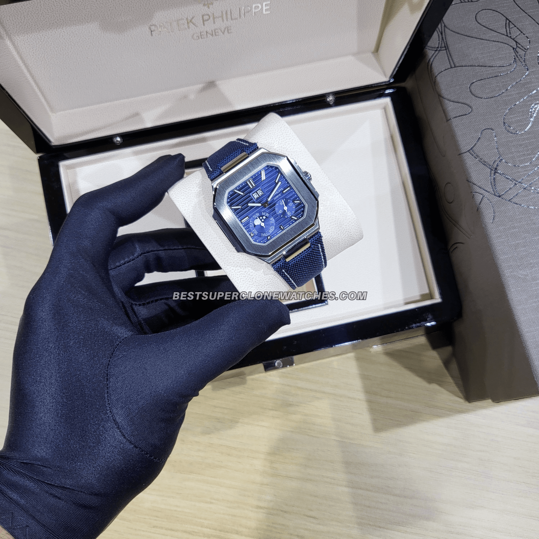 Patek Philippe Cubitus Dual Tone Sunburst Blue Dial 26-330 S C/430 Swiss Super Clone Watch Ref-5821/1AR-001