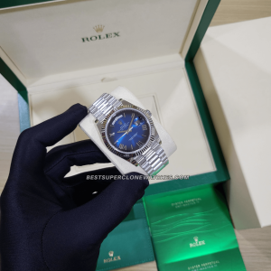 Rolex Day-Date White Gold Bright Blue Dial 3255 Swiss Super Clone Watch Ref-228236